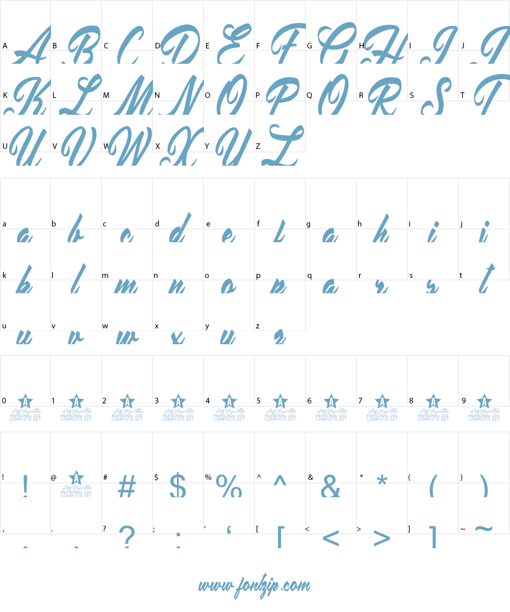 Placid Pool Personal Use Font Character